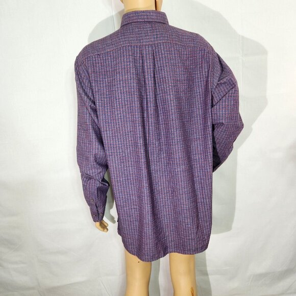 ROWM Mens Long Sleeve Button Up Check Blue Burgundy Shirt Tall Size XLT (10) - Picture 2 of 10
